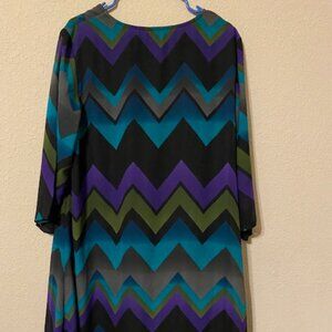 Multi-Colored Chevron Pattern Dress
